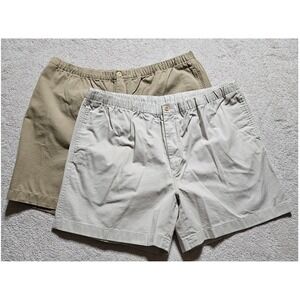 Two‎ Pair Nautica Men's Khaki Shorts Zip Elastic Waist Casual Comfort Summer XXL